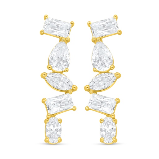 [EAR02WCZ00000D108] Sterling Silver 925 Earring Golden Plated Embedded With White Zircon