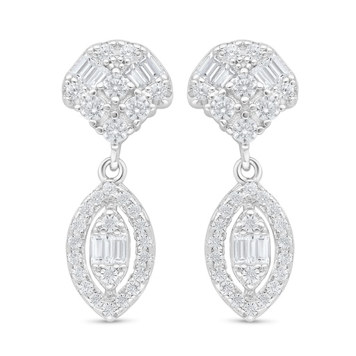 [EAR01WCZ00000D110] Sterling Silver 925 Earring Rhodium Plated Embedded With White Zircon