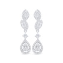 Sterling Silver 925 Earring Rhodium Plated Embedded With White Zircon