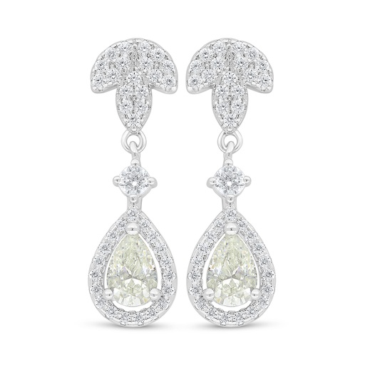 [EAR01CIT00WCZD113] Sterling Silver 925 Earring Rhodium Plated Embedded With Yellow Diamond And White Zircon