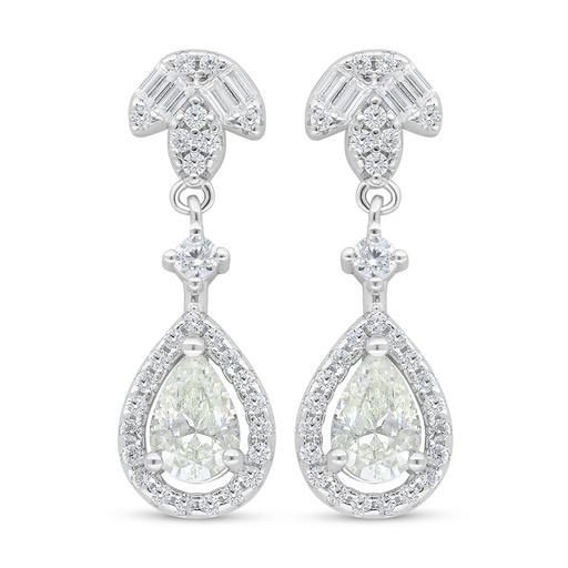 [EAR01CIT00WCZD114] Sterling Silver 925 Earring Rhodium Plated Embedded With Yellow Diamond And White Zircon