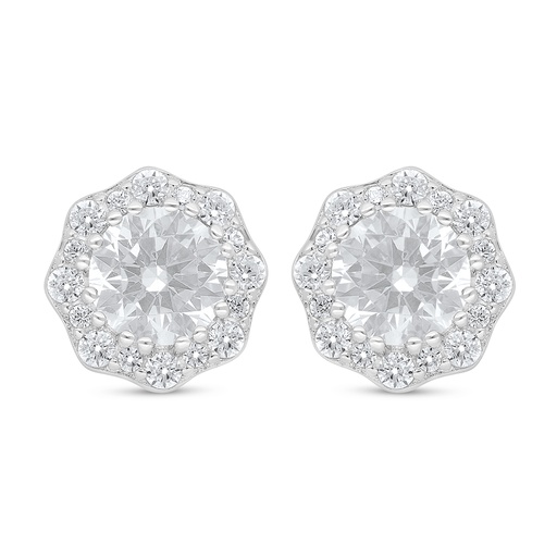 [EAR01WCZ00000D115] Sterling Silver 925 Earring Rhodium Plated Embedded With White Zircon