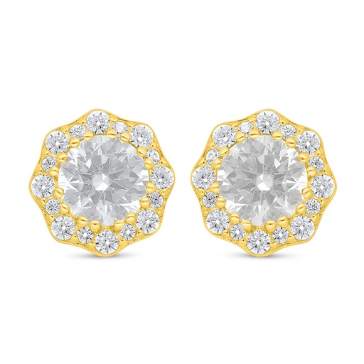 [EAR02WCZ00000D115] Sterling Silver 925 Earring Golden Plated Embedded With White Zircon