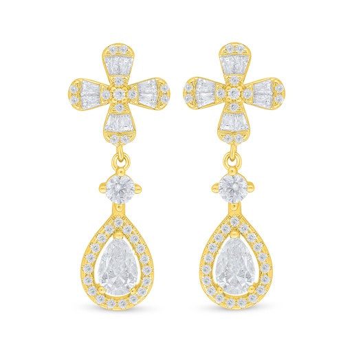 [EAR02WCZ00000D116] Sterling Silver 925 Earring Golden Plated Embedded With White Zircon