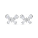 Sterling Silver 925 Earring Rhodium Plated Embedded With White Zircon