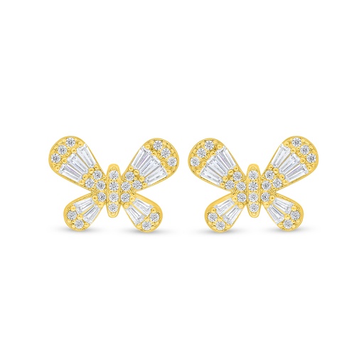 [EAR02WCZ00000D117] Sterling Silver 925 Earring Golden Plated Embedded With White Zircon