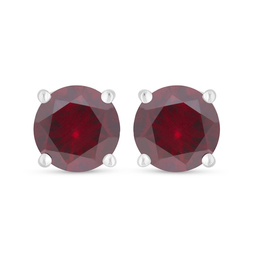 [EAR01RUB00000D120] Sterling Silver 925 Earring Rhodium Plated Embedded With Ruby Corundum 