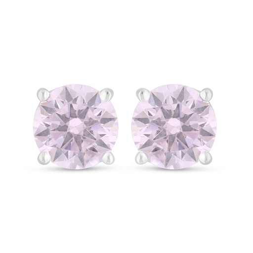 [EAR01PIK00000D120] Sterling Silver 925 Earring Rhodium Plated Embedded With Pink Zircon 