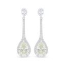 Sterling Silver 925 Earring Rhodium Plated Embedded With Yellow Diamond And White Zircon