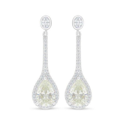 [EAR01CIT00WCZD121] Sterling Silver 925 Earring Rhodium Plated Embedded With Yellow Diamond And White Zircon