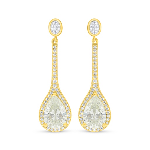[EAR02CIT00WCZD121] Sterling Silver 925 Earring Golden Plated Embedded With Yellow Diamond And White Zircon