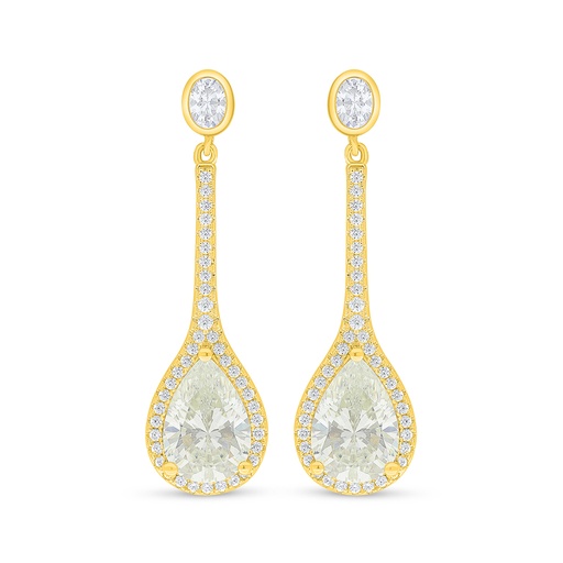 [EAR02CIT00WCZD121] Sterling Silver 925 Earring Golden Plated Embedded With Yellow Diamond And White Zircon