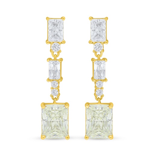 [EAR02CIT00WCZD122] Sterling Silver 925 Earring Golden Plated Embedded With Yellow Diamond And White Zircon
