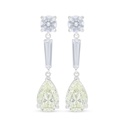 Sterling Silver 925 Earring Rhodium Plated Embedded With Yellow Diamond And White Zircon