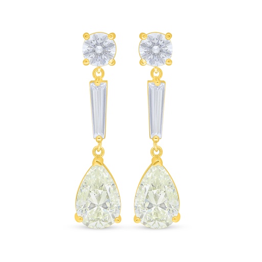 [EAR02CIT00WCZD123] Sterling Silver 925 Earring Golden Plated Embedded With Yellow Diamond And White Zircon