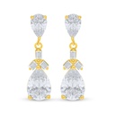 Sterling Silver 925 Earring Golden Plated Embedded With White Zircon