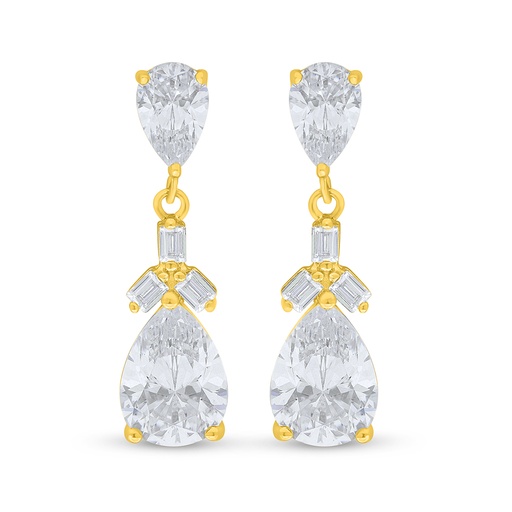 [EAR02WCZ00000D124] Sterling Silver 925 Earring Golden Plated Embedded With White Zircon