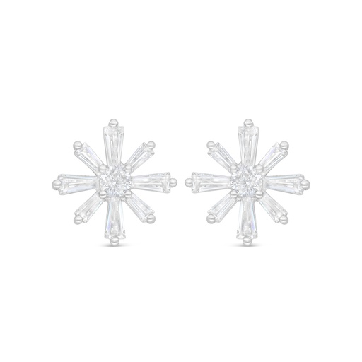 [EAR01WCZ00000D126] Sterling Silver 925 Earring Rhodium Plated Embedded With White Zircon