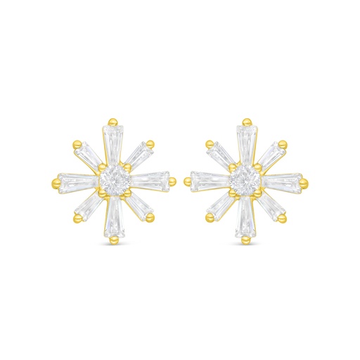 [EAR02WCZ00000D126] Sterling Silver 925 Earring Golden Plated Embedded With White Zircon