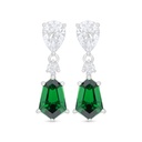 Sterling Silver 925 Earring Rhodium Plated Embedded With Emerald Zircon And White Zircon