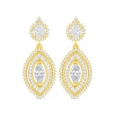 Sterling Silver 925 Earring Golden Plated Embedded With Yellow Diamond And White Zircon