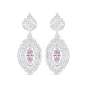 Sterling Silver 925 Earring Rhodium Plated Embedded With Pink Zircon And White Zircon