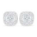 Sterling Silver 925 Earring Rhodium Plated Embedded With White Zircon