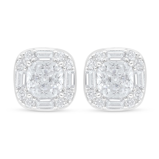 [EAR01WCZ00000D142] Sterling Silver 925 Earring Rhodium Plated Embedded With White Zircon