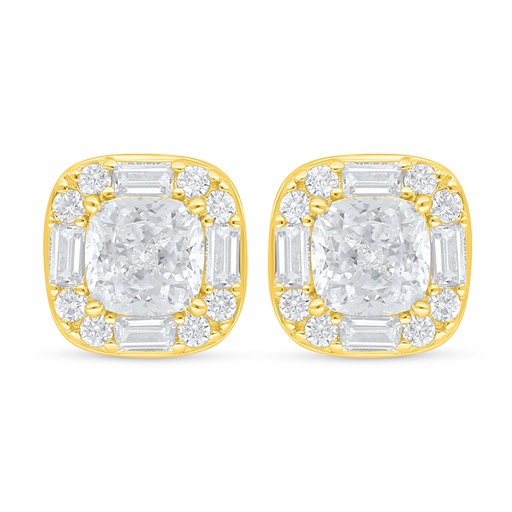 [EAR02WCZ00000D142] Sterling Silver 925 Earring Golden Plated Embedded With White Zircon