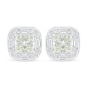 Sterling Silver 925 Earring Rhodium Plated Embedded With Yellow Diamond And White Zircon