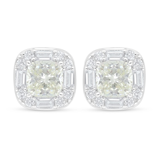 [EAR01CIT00WCZD142] Sterling Silver 925 Earring Rhodium Plated Embedded With Yellow Diamond And White Zircon