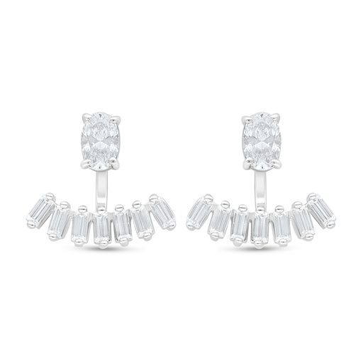 [EAR01WCZ00000D148] Sterling Silver 925 Earring Rhodium Plated Embedded With White Zircon