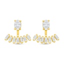 Sterling Silver 925 Earring Golden Plated Embedded With White Zircon