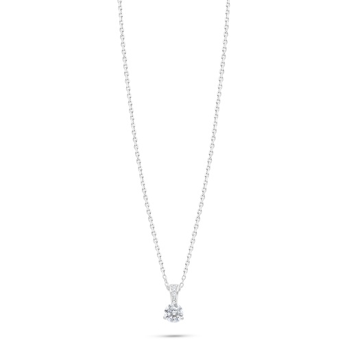 [NCL01WCZ00000C147] Sterling Silver 925 Necklace Rhodium Plated Embedded With White Zircon