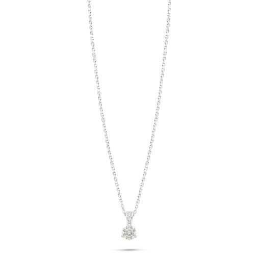 [NCL01CIT00WCZC147] Sterling Silver 925 Necklace Rhodium Plated Embedded With Yellow Diamond And White Zircon