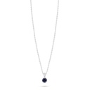 Sterling Silver 925 Necklace Rhodium Plated Embedded With Sapphire Corundum And White Zircon