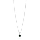 Sterling Silver 925 Necklace Rhodium Plated Embedded With Emerald Zircon And White Zircon