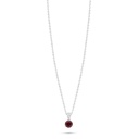 Sterling Silver 925 Necklace Rhodium Plated Embedded With Ruby Corundum And White Zircon