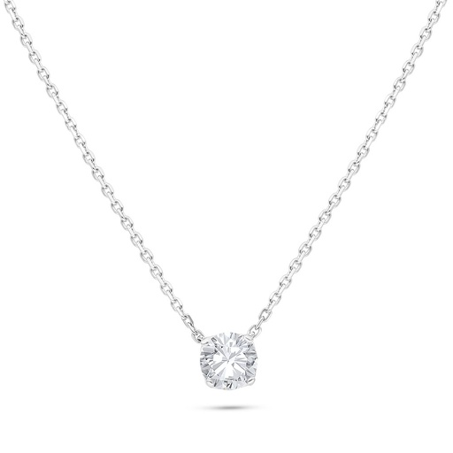 [NCL01WCZ00000C149] Sterling Silver 925 Necklace Rhodium Plated Embedded With White Zircon