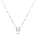 Sterling Silver 925 Necklace Rhodium Plated Embedded With Yellow Diamond 