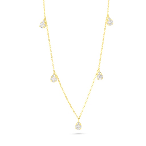 [NCL02WCZ00000C153] Sterling Silver 925 Necklace Golden Plated Embedded With White Zircon