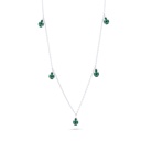 Sterling Silver 925 Necklace Rhodium Plated Embedded With Emerald Zircon 