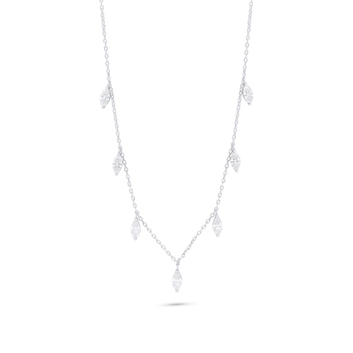 [NCL01WCZ00000C155] Sterling Silver 925 Necklace Rhodium Plated Embedded With White Zircon