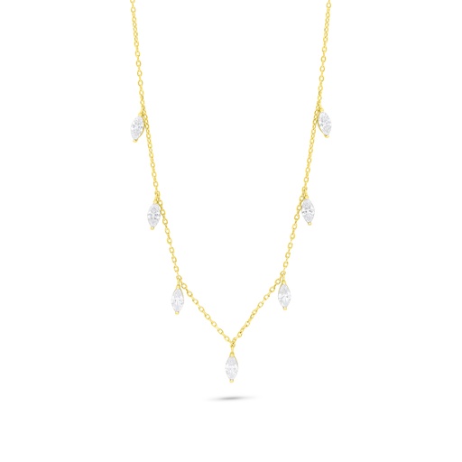 [NCL02WCZ00000C155] Sterling Silver 925 Necklace Golden Plated Embedded With White Zircon