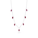 Sterling Silver 925 Necklace Rhodium Plated Embedded With Ruby Corundum 