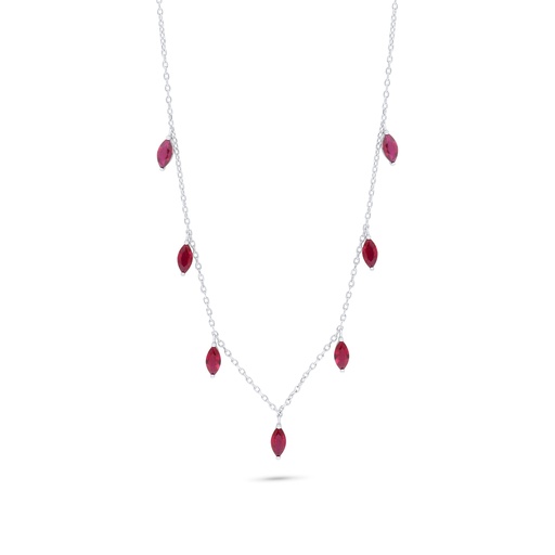 [NCL01RUB00000C155] Sterling Silver 925 Necklace Rhodium Plated Embedded With Ruby Corundum 