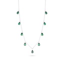 Sterling Silver 925 Necklace Rhodium Plated Embedded With Emerald Zircon 