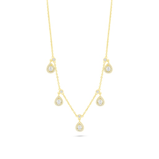 [NCL02WCZ00000C159] Sterling Silver 925 Necklace Golden Plated Embedded With White Zircon