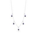 Sterling Silver 925 Necklace Rhodium Plated Embedded With Sapphire Corundum And White Zircon