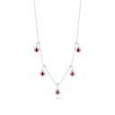 Sterling Silver 925 Necklace Rhodium Plated Embedded With Ruby Corundum And White Zircon